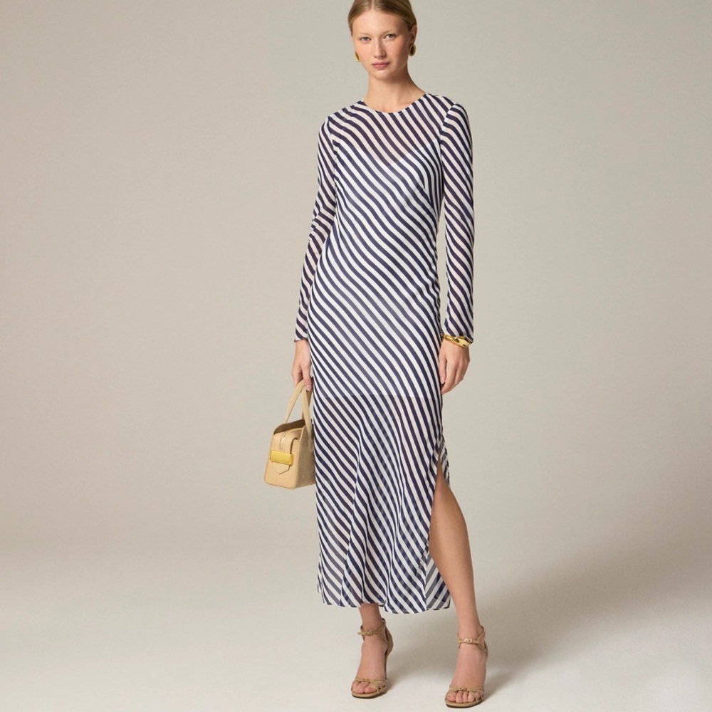 Sold out J Crew Navy and White Striped Maxi Dress